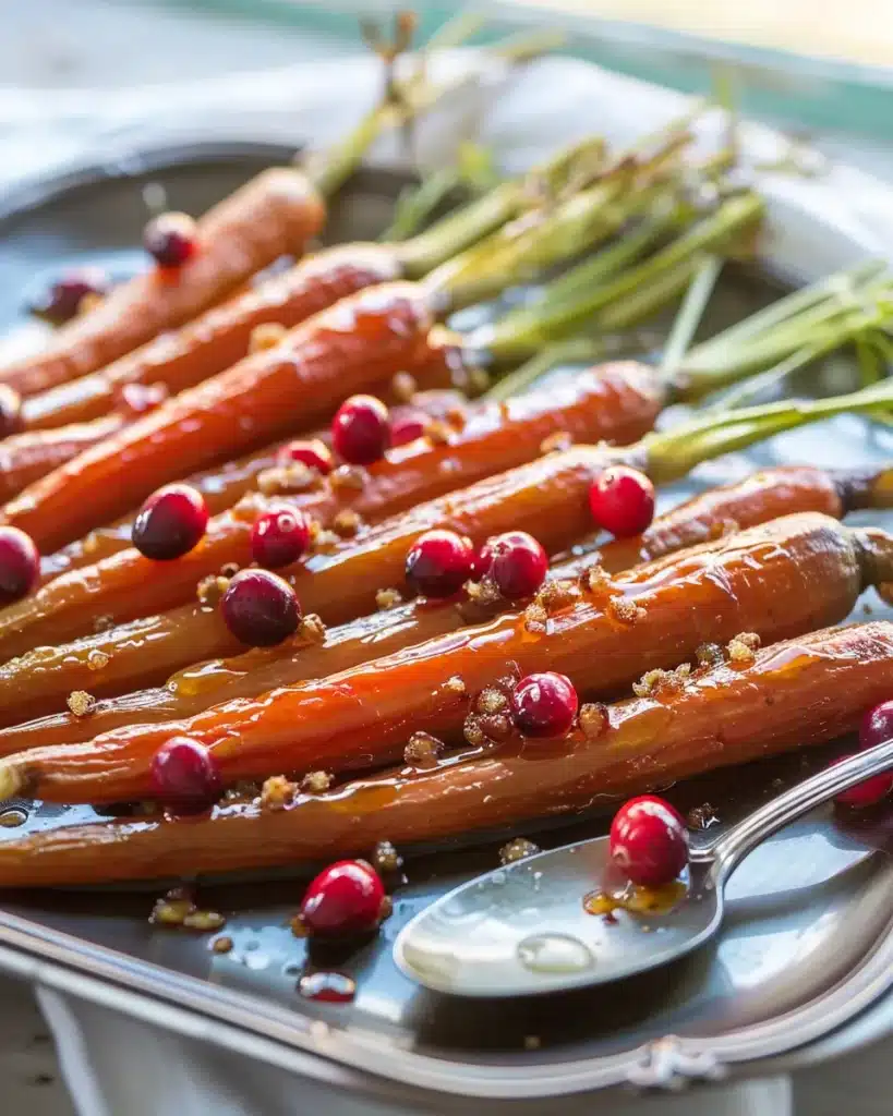 Maple roasted carrots with cranberries