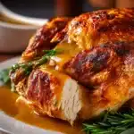 Moist and Juicy Roasted Turkey Recipe with Gravy
