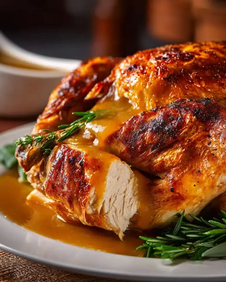 Moist and Juicy Roasted Turkey Recipe with Gravy