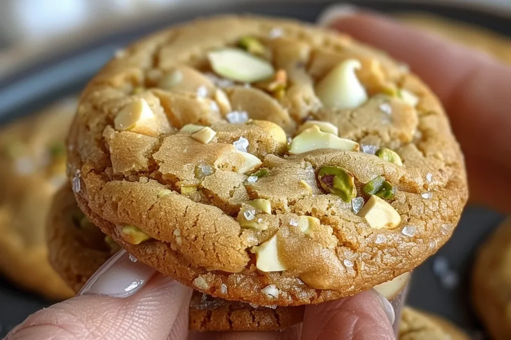 Brown Butter, Pistachio, and White Chocolate Chip Cookies