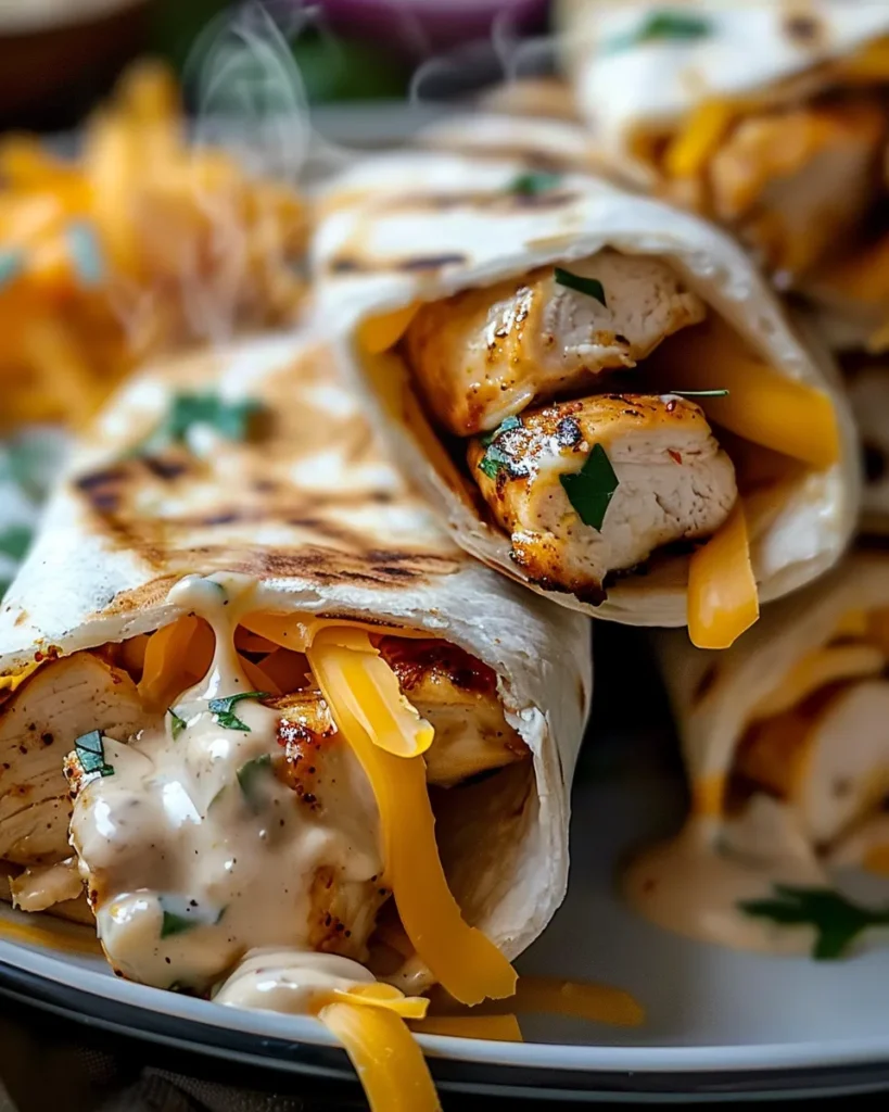 Cheesy Garlic Chicken Wraps