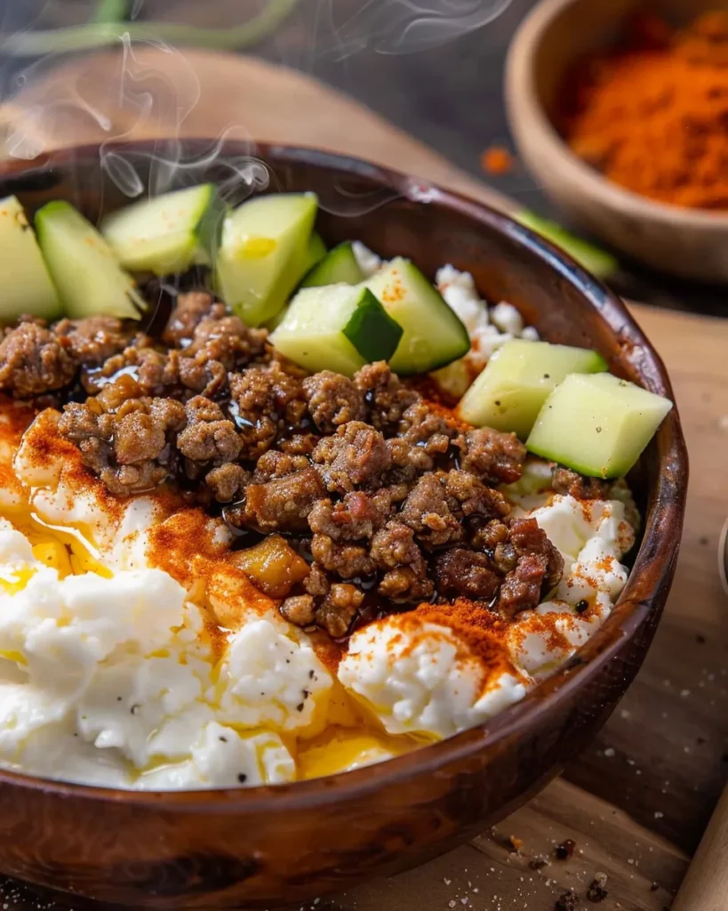 COTTAGE CHEESE GROUND BEEF &amp; HOT HONEY BOWLS