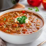Cozy Crockpot Stuffed Pepper Soup