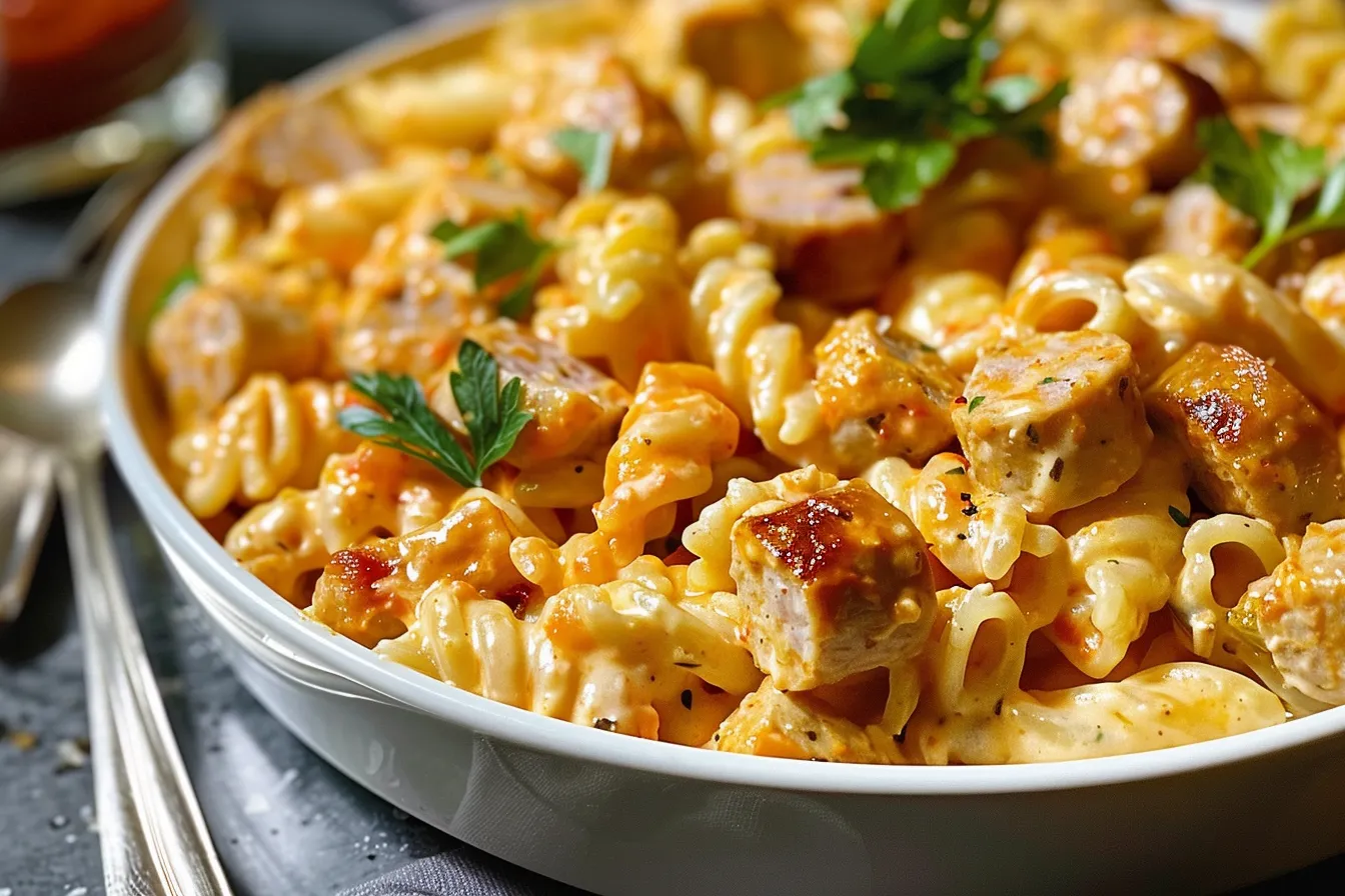 Creamy Buffalo Pasta Recipe 4 174 creamy buffalo ranch sausage chicken pasta 3 691f65683cfe7 1