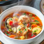CROCKPOT CHICKEN MEATBALL & VEGGIE SOUP