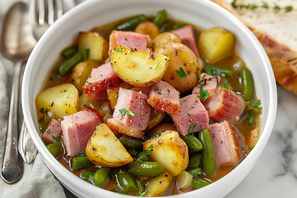 CROCKPOT HAM, GREEN BEANS, &amp; POTATOES