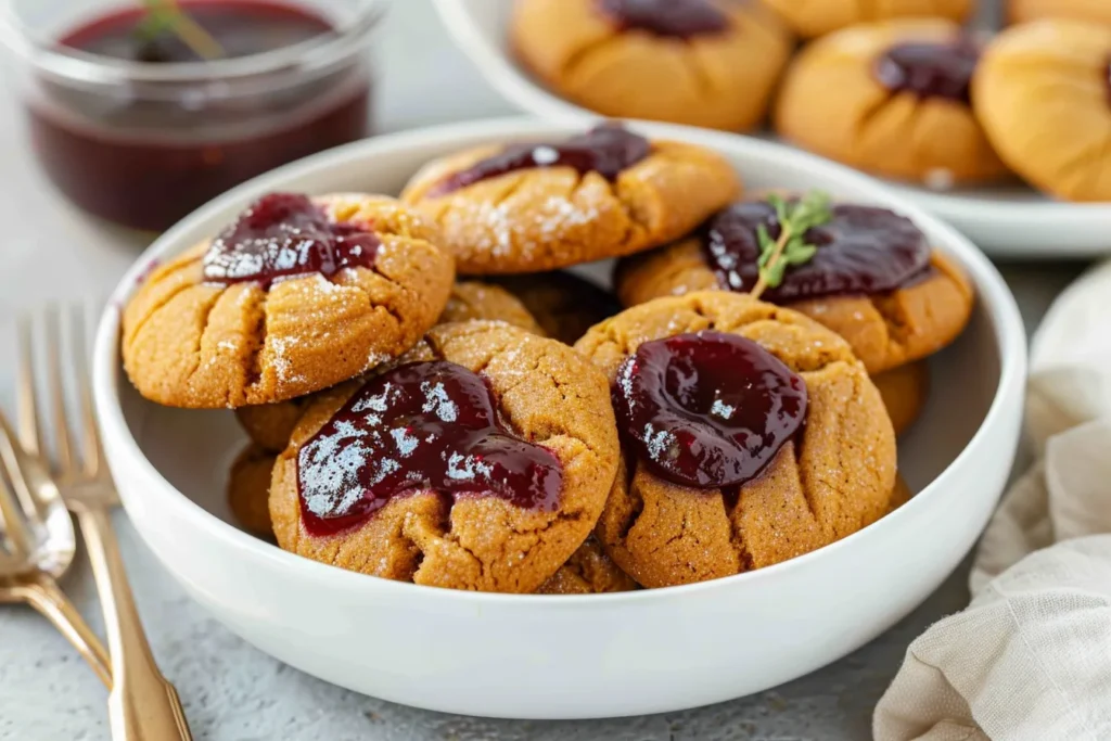 GINGERBREAD THUMBPRINT COOKIES WITH CRANBERRY SAUCE