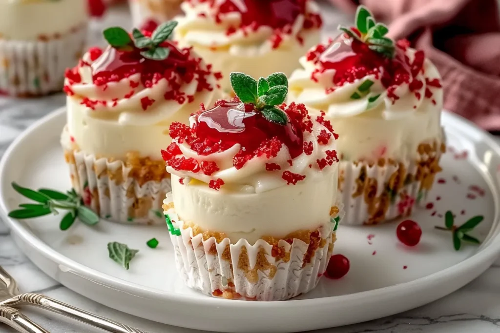 NO-BAKE CHRISTMAS MINI CHEESECAKES