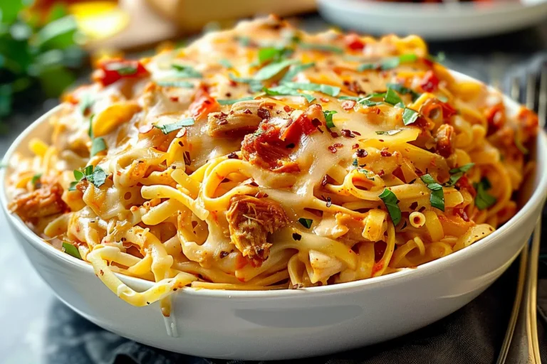 SPICY SOUTHERN CHEESY CHICKEN SPAGHETTI CASSEROLE
