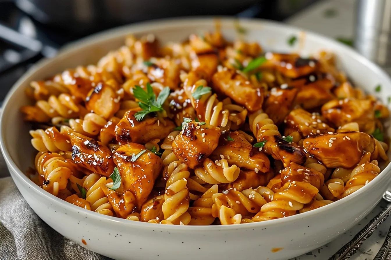 174 sticky honey garlic bbq ranch chicken pasta 3 691f66931ae8a 1