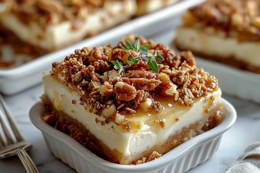 Sweet Apple Crisp Cheesecake Squares