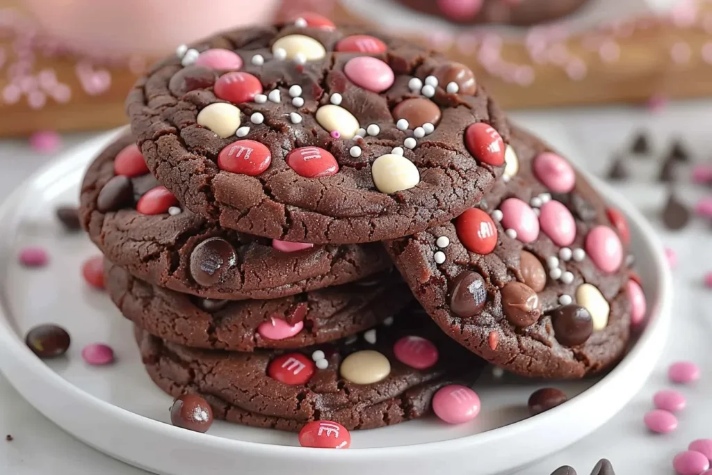 Valentine's Chocolate M&amp;M Cookies