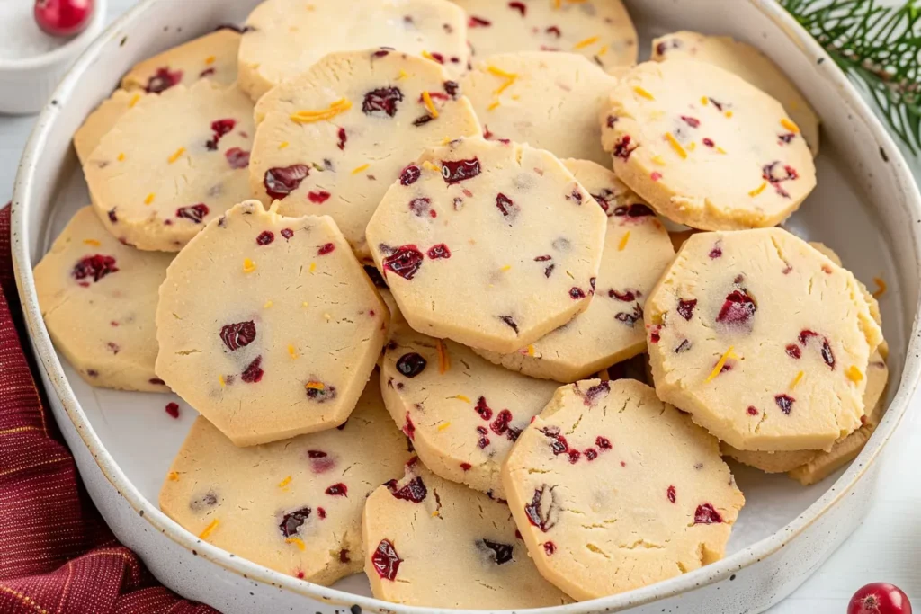 Cranberry Orange Shortbread Cookies