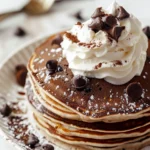 Hot Chocolate Pancakes with Whipped Cream