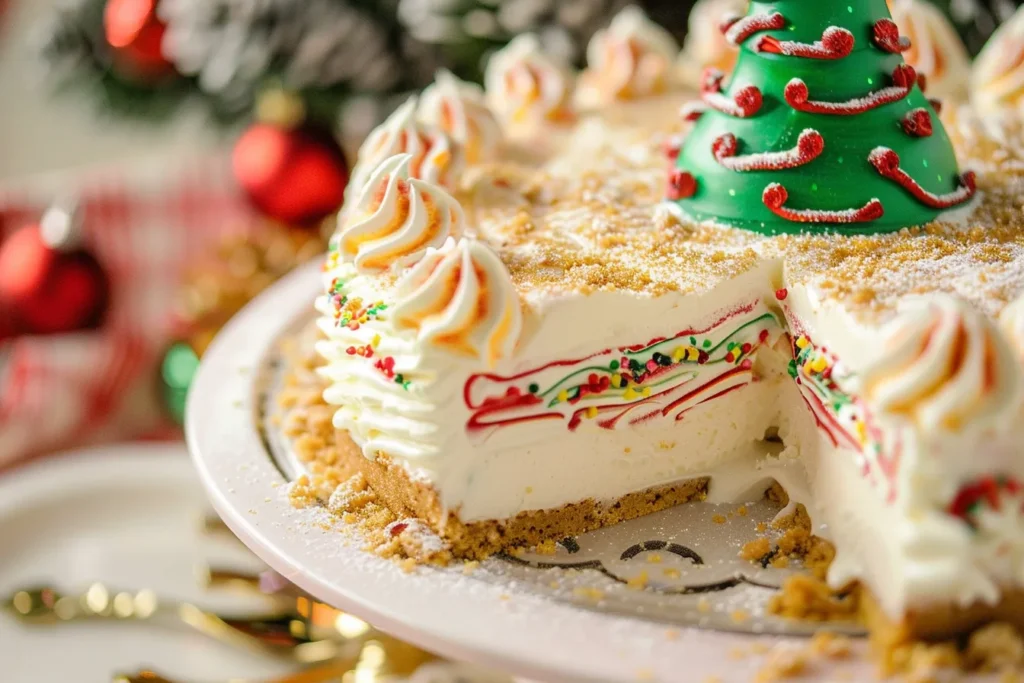 NO BAKE CHRISTMAS TREE CAKE CHEESECAKE