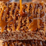 Chocolate Churro Rice Krispie Treats with Caramel Drizzle