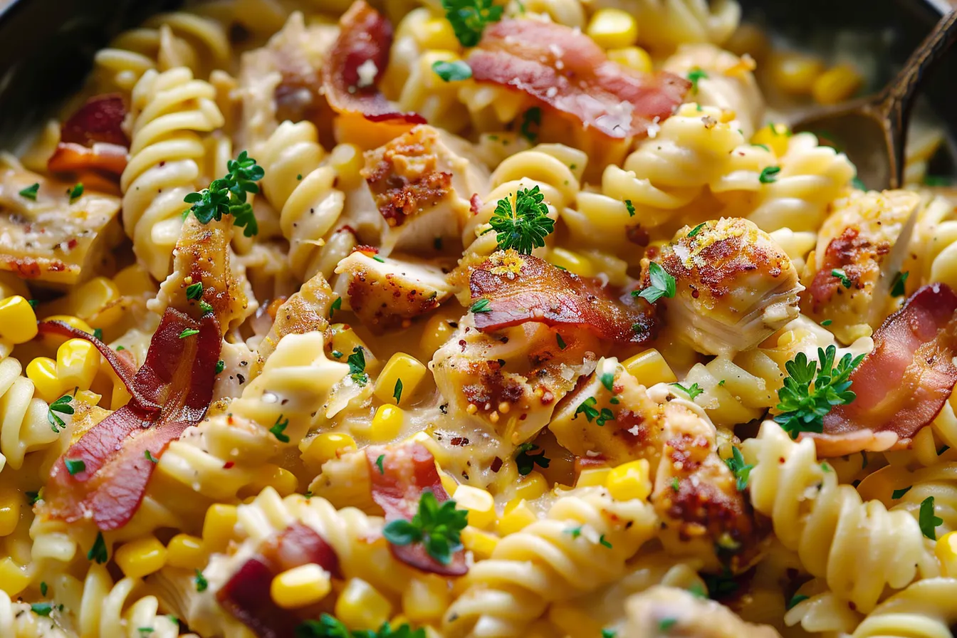 174 creamy chicken and corn pasta with bacon 1 69678fbca1ea0 1