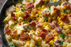 Creamy Chicken and Corn Pasta with Bacon