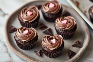 Heart-Shaped Chocolate Cupcakes