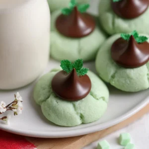 Mint Chocolate Kiss Blossom Cookies