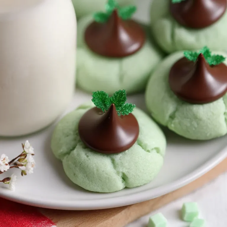 Mint Chocolate Kiss Blossom Cookies