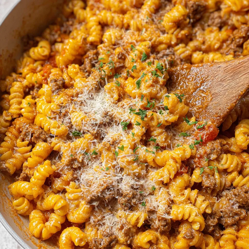 One Pot Creamy Ground Beef Pasta