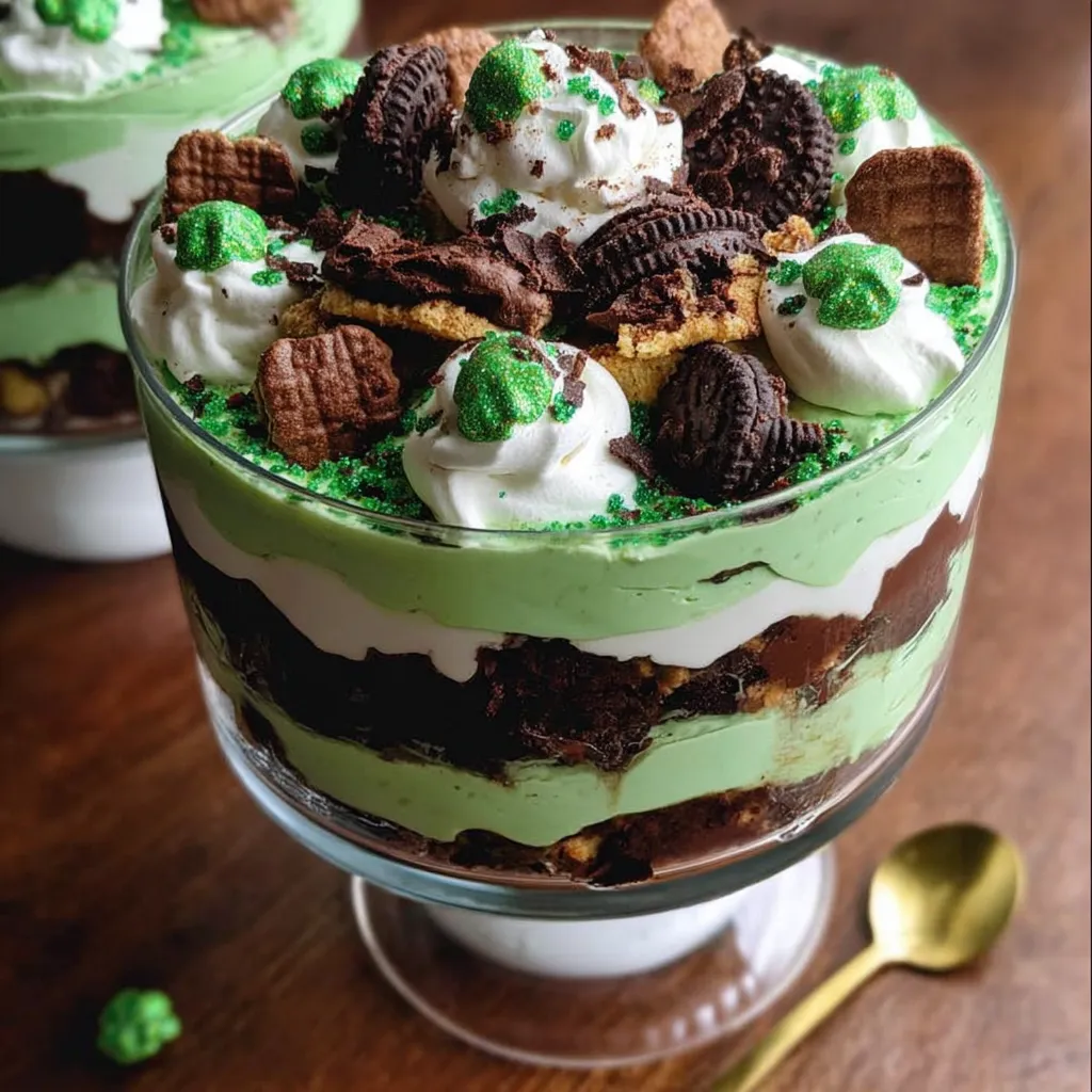 Easy St. Patrick’s Day Brownie Trifle