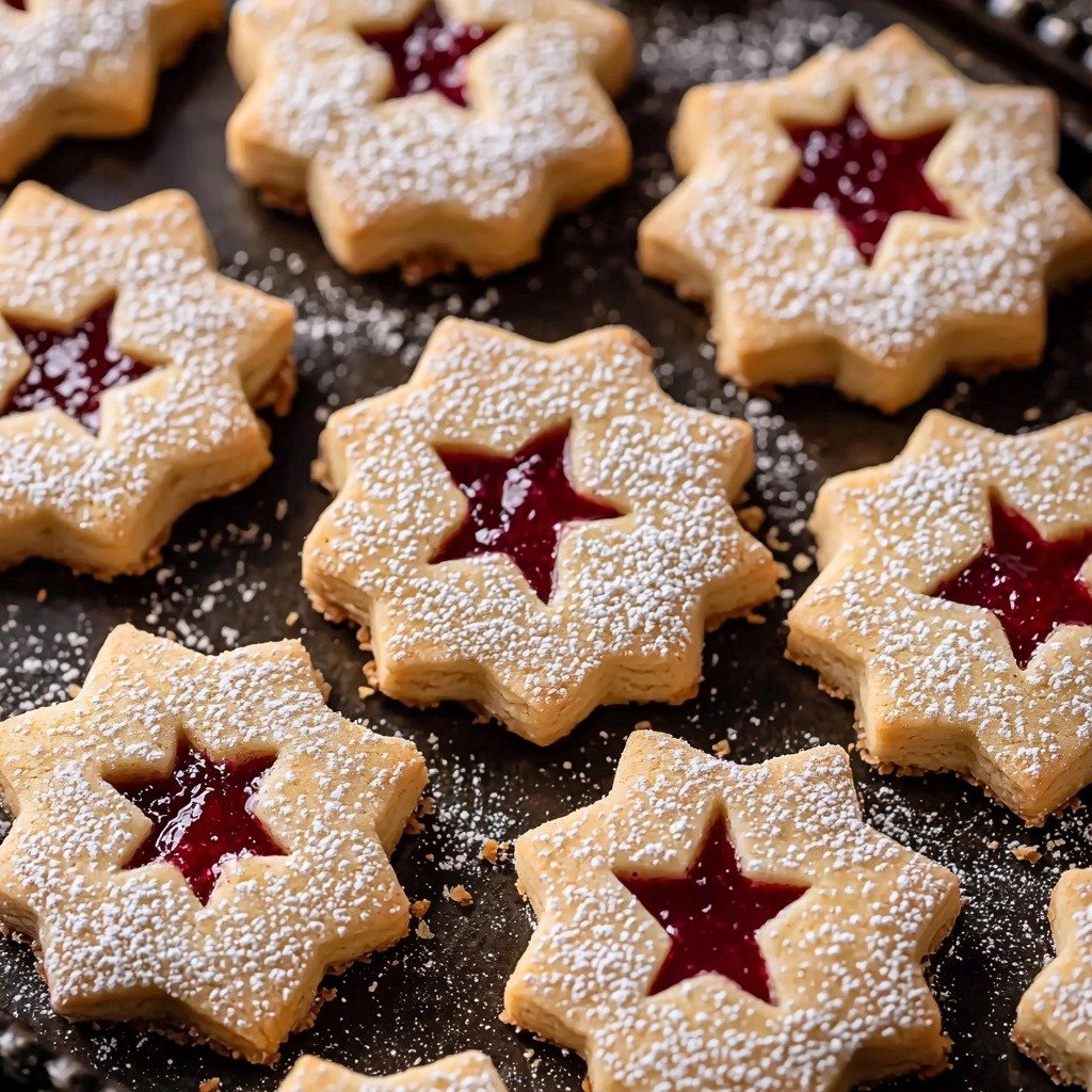 Shortbread Linzer Cookies with Raspberry Jam - featured image