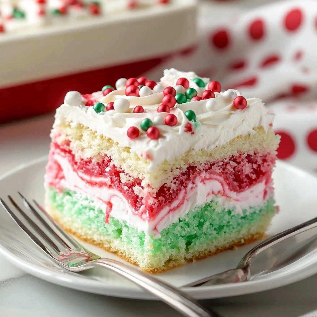 Christmas Jello Poke Cake - step by step